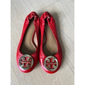 Tory Burch Reva ballet flats red and gold size 6